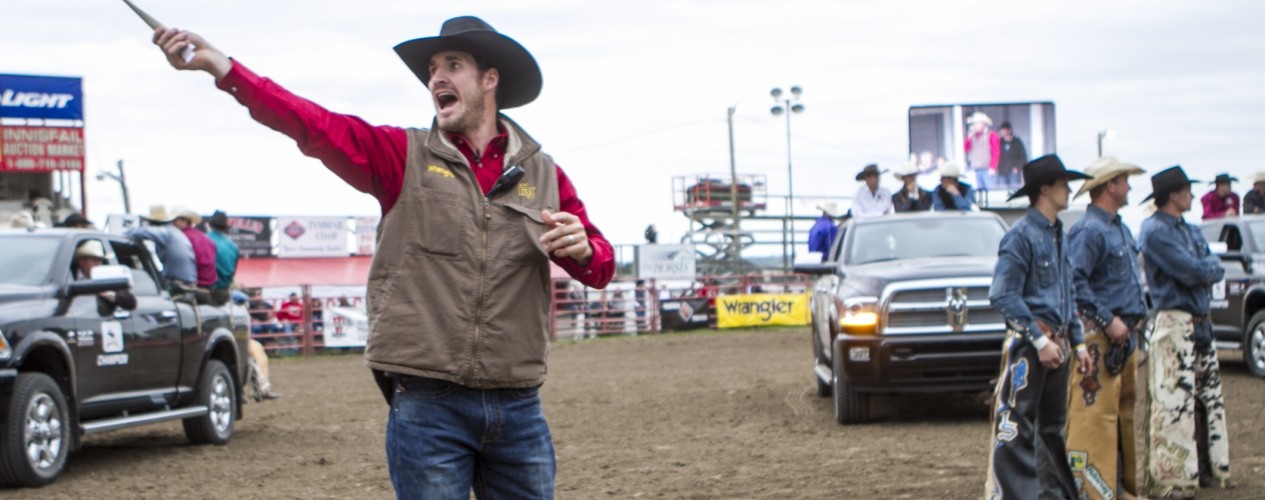 Man In Cowboy Hat At The Calgary Stamped