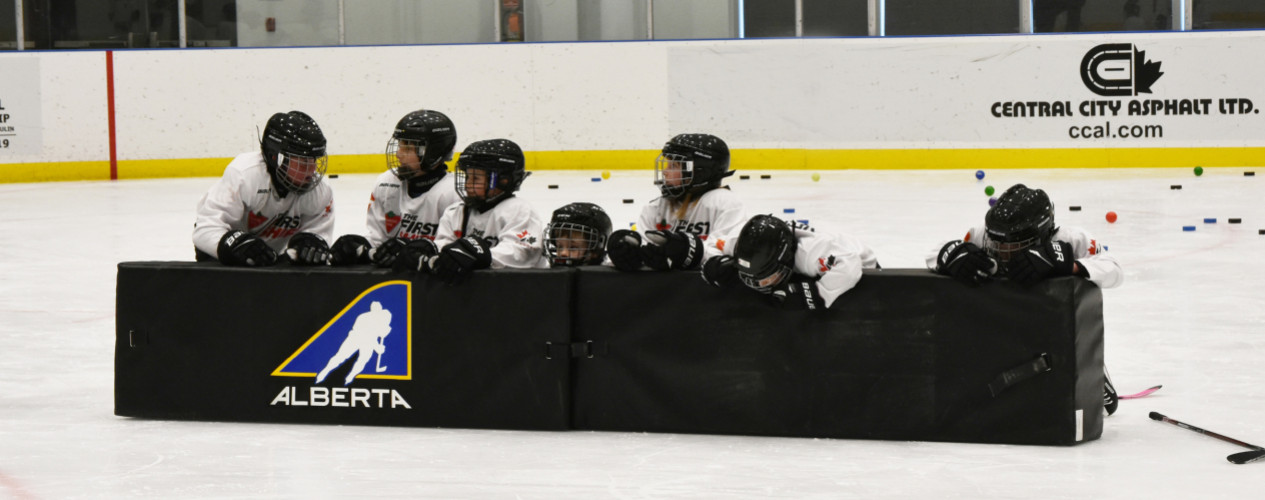 Children on half ice divider