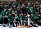 The North Peace Navigators celebrate their Junior B provincial title.