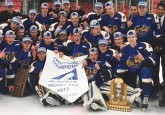 The Leduc Chrysler Oil Kings celebrate their Midget AAA Provincial Championship win on home ice in March.