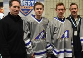 (From left) Mark and Ridly Greig, Jake and Geoff Sanderson, and Brayden and Brendan Morrison.
