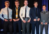 (From left) Alberta Cup All-Stars Garin Bjorklund, Kaiden Guhle, Luke Prokop, Krz Plummer, Kyle Crnkovic and Ethan Rowland were all selected in the 2017 WHL Bantam Draft. Guhle was the first overall selection, going to the Prince Albert Raiders. Photo cre