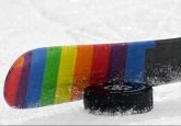 Image: Hockey Stick with Pride Tape