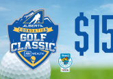 Image: Hockey Alberta Foundation Golf Classic logo with $150,000 funds raised