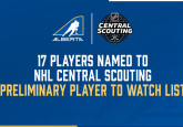 Seventeen Albertans named to NHL Central Scouting’s Preliminary Players to Watch List