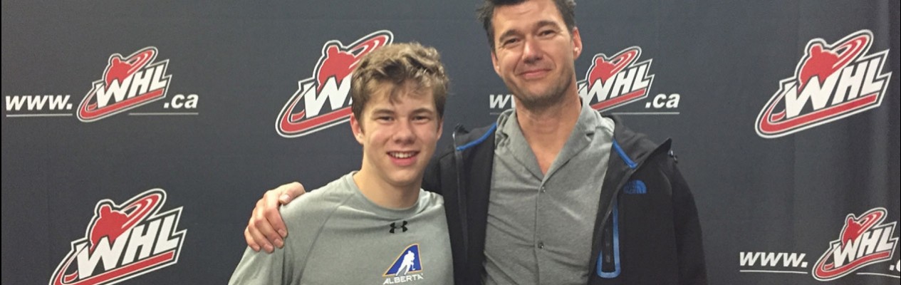 Team Alberta forward Carson Dyck, with his father Mike, a former Team Alberta Head Coach.